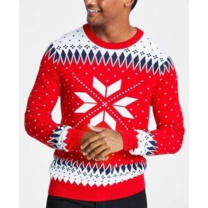 Charter Club Mens Medium Family Matching Snowflake Sweater‎ Ravishing Red $59
